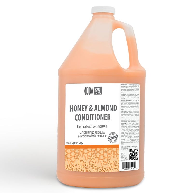 MODA - Moisturizing Conditioner for all Hair Types, Honey Almond, 128 Oz, Professional - Strengthens, Moisturizes, Leaves Hair Soft and Shiny, Adds Volume, Protects Color and Restore - Image 1